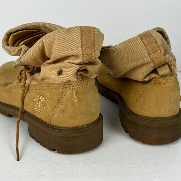 Timberland Boots Size 5 Beige Suede Block Heel 1.25in Roud Toe Lace Up - Picture 3 of 6